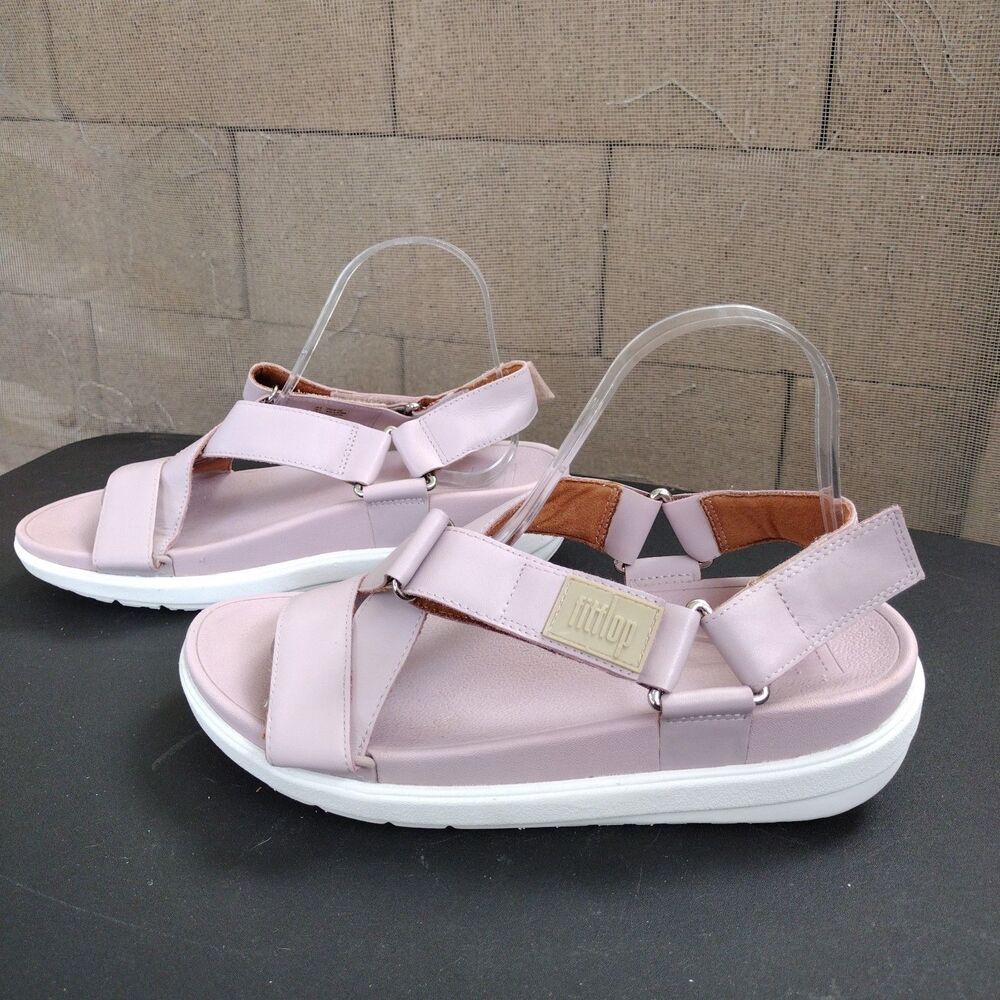 Fitflop Women's Soft Lilac Loosh Leather Cross Strap Sandals Size 8 Comfort